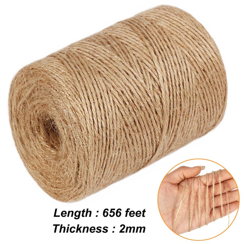 Vivifying خيط جوت طبيعي مُنعش، 656 قدم سُمك 2 مم خيط بني للحديقة، الحرف، تغليف الهدايا، التعبئة - Image 2